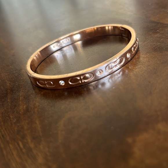 COACH signature hinged bangle bracelet in rose gold - Picture 2 of 6